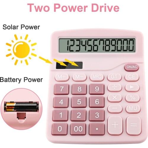 Desktop Calculator 12 Digit Large LCD Display Solar Battery Dual Power for Home Basic Office Kid Gift School Supplies Stationery