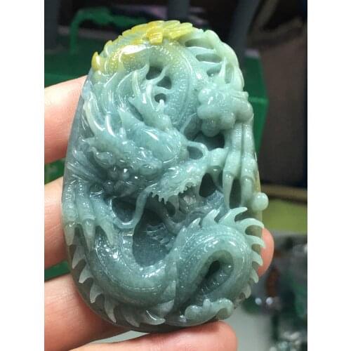 Natural Myanmar jade A HandCarved dragon jadeite jade emperor jade green jade pendant jade necklace pendants jewelry necklaces
