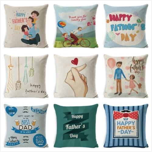FatherS Day Dad Cushion Cover Birthday Love Father Linen Cotton Pillow Case Home Cushion Decoration Sofa Pillowcase kussensloop