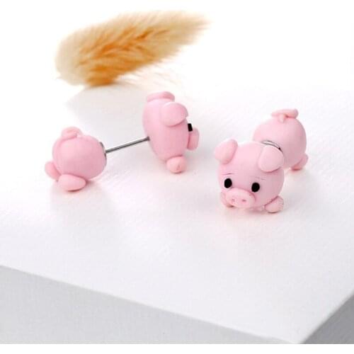 Creative Fashion Exquisite Polymer Clay Cute Pink Pig Stud Earrings for Women Girls Party Small Earring Jewelry Gift Trendy