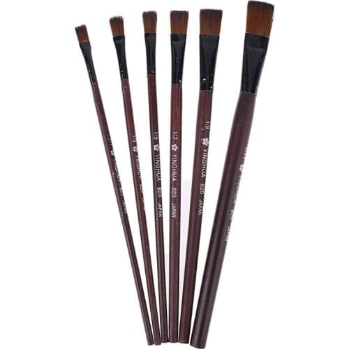 New Art Artist Supplies 6 Brown Nylon Paint Brushes PXPA