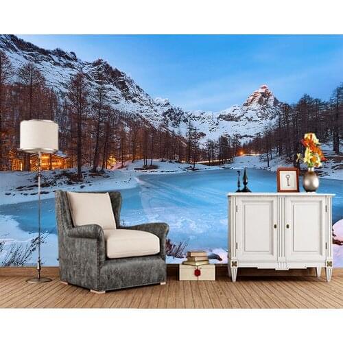 Papel de parede Iceberg lake winter landscape 3d wallpaper,living room bedroom kitchen wall papers home decor bar mural