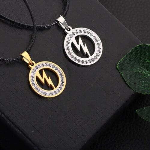 Stainless Steel Necklace Hot Lightning Necklaces For Women Rhinestone Beads Pendants For Girlfriend Gifts Silver Gold Jewelry