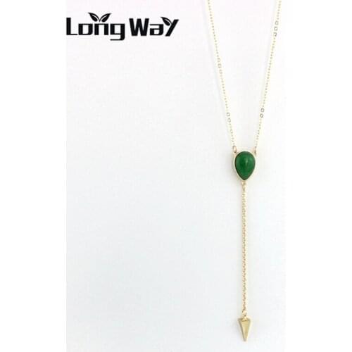 LongWay Couple Natural Stone Necklace With Gold Color Arrow Luxury Popular Necklaces for Women Best Friends Jewelry SNE160174