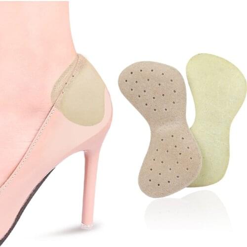Fashion Practical Sticky Fabric Shoes Back Genuine Leather Heel Inserts Insoles Pads Cushion Liner Grips High Quality Braces
