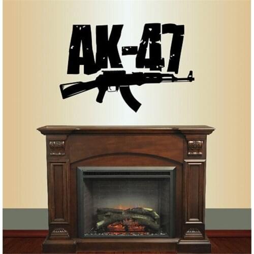 Self-adhesive Wallpaper Poster Wall Vinyl Decal Home Decor AK-47 Rifle Machine Gun Weapon Boys Room Sticker Removable Q205