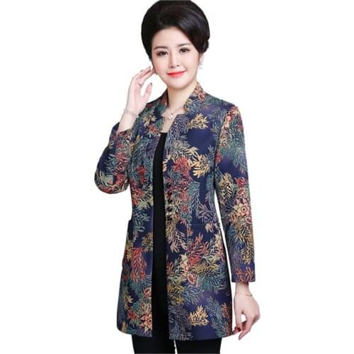 Top selling product in 2019 Spring autumn New printing womens coat fashion Windbreaker coats Middle age clothing elegant Tops