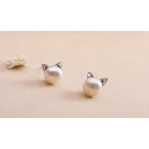 Earrings Fashion Jewelry Simulated Pearl Earrings Sweet Cute Cat Ear Design Fashion Earrings for Women Korean Style Wholesale