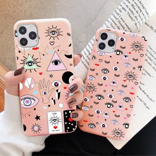Evil Eye Print For iphone 12 Abstract Art Pink Color Silicone Funda Phone Case For iPhone 11 Pro MAX 8 7 Plus XS XR SE2020 Cover
