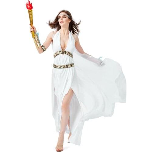 Medieval White Ancient Greek Mythology Olympus Zeus Hera Fancy Dress Toga God Goddess Cosplay Costume