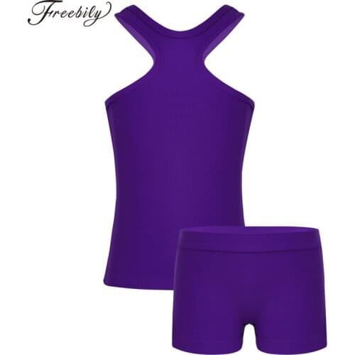 Kids 2Pcs Dance Outfit Tank Top with Bottoms Set for Ballet Dance Performance Kids Gymnastics Workout Sports Leotard Costumes