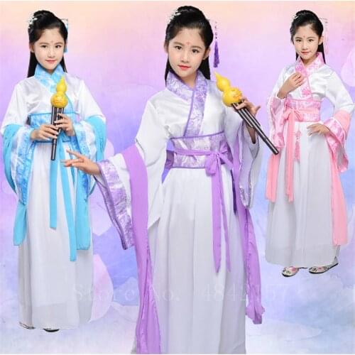 Girls Traditioanl Chinese Hanfu Dress Children Elegant Tang Dynasty Performance Dancing Costume Oriental Retro New Year Clothes