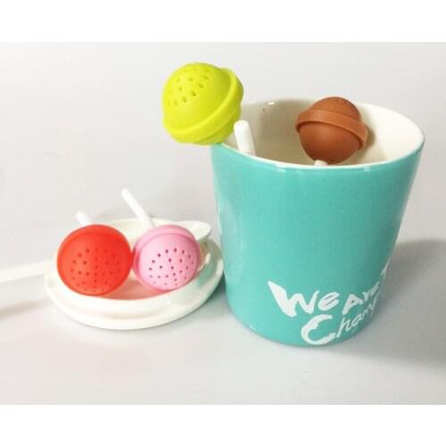Creative Lollipop Shape Silicon Sweet Tea Infuser Candy Lollipop Loose Leaf Mug Strainer Cup Steeper for Tea & Coffee Drinkware