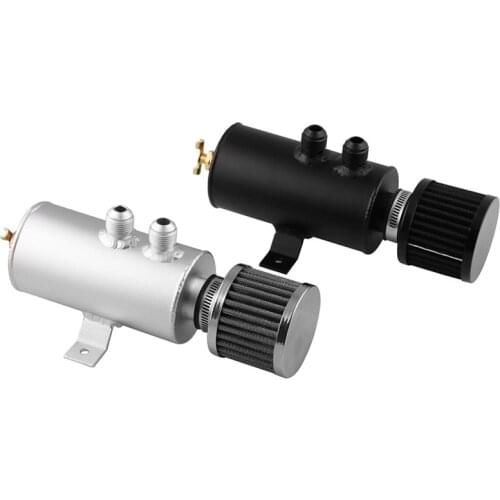 Universal 76mm 750ml Aluminium Baffled Engine Oil Catch Can 2x AN10 Twin Port Breather With Air Filter Auto Car Accessories Part
