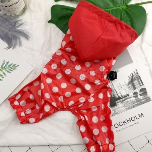 Dog Rain Coat For Small Dogs Waterproof Jumpsuit Polka Dot Raincoat Clothing Dog Cat Raincoat Chihuahua Golden Retriever