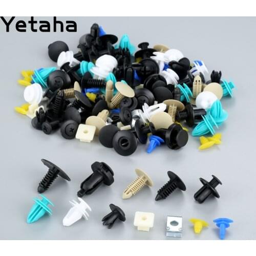 Yetaha 100Pcs Mixed 12 Types Car Door Trim Panel Clip Fastener Universal Auto Fender Pin Rivet Bumper Nylon Retainer Push Clips