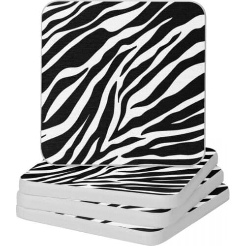 Zebra Pattern Diatomite Square Round Coaster MildewProof Cup Bonsai Mat Soap Toothbrush Pad Diameter 10cm