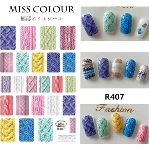 1 piece of nail stickers 3D stickers winter sweater pattern nail applique decoration tool nail art AE049