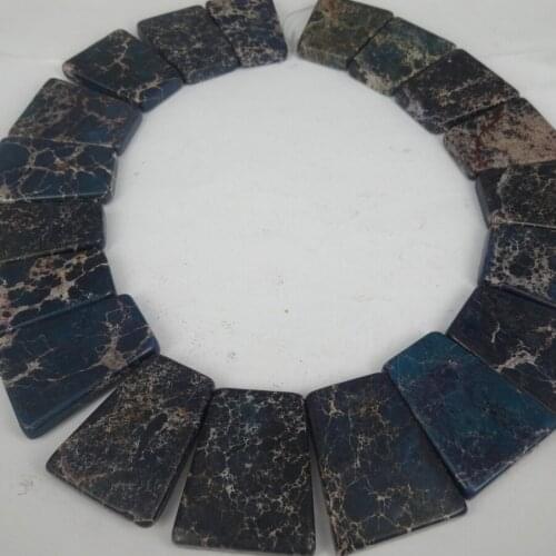 20pcs 30*40mm Dark Blue Imperial Slice Beads, Top Drilled Slab Shape Gems Stone Beaded Accessories Jewelry Making