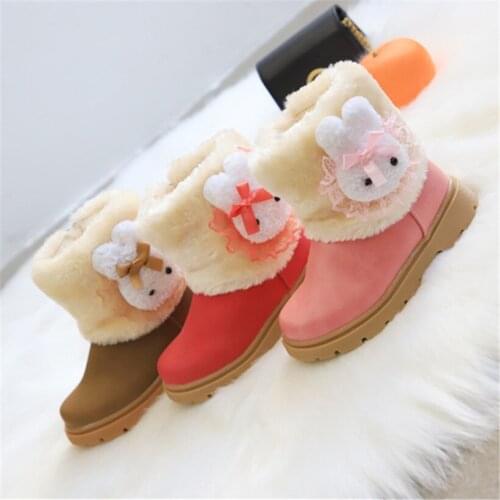 2020 Infant Girl Winter Shoes 2020 Pink Winter Girl Baby Shoes Rabbit Children Snow Boots Thick Warm Toddler Girls Boots