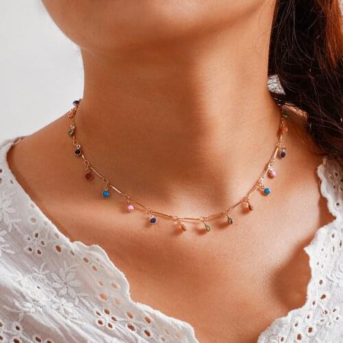 2020 NEW Handmade choker Necklace for Women Mujer Charm Colorful Stone silver color Chain Chockers collier femme collares Bijoux