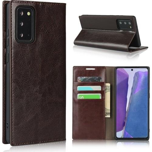 Natural Genuine Leather Skin Flip Wallet Book Phone Case Cover On For Samsung Galaxy Note 20 Ultra 2020 5G Note20 20Ultra 256 GB