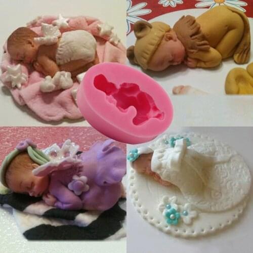 3D Sleeping baby Silicone mold Fondant chocolate cake decorating tools DIY Handmade Soap mould Pastry Kitchen Baking Accessories