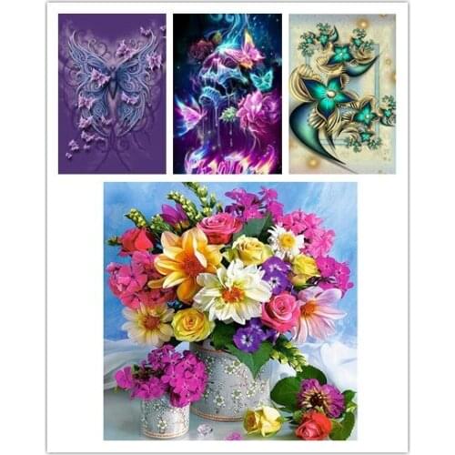 5D DIY diamond painting colorful flowers diamond embroidery animal mosaic butterfly cross stitch kit rhinestone home decoration