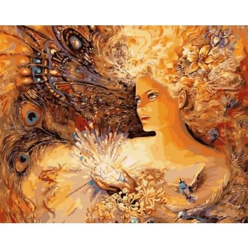 Frameless picture oil painting by numbers wall decor diy painting on canvas for home decor 4050 peacock lady