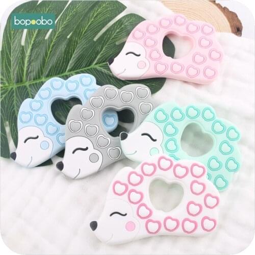 Bopoobo 5PC Silicone Teether Accessory Silicone Hedgehog Pendant Nursing Gifts Food Grade Toys For Children Baby Teethers