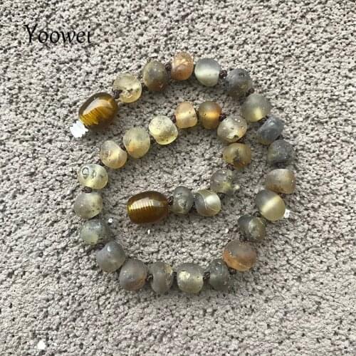 Yoowei NEW Raw Amber Bracelet Necklace for Gift Adult High-End Unpolished Anklets Natural Baltic Green Amber Jewelry Wholesale