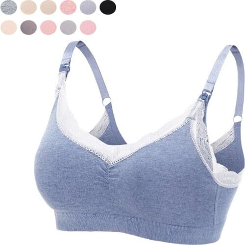 Breastfeeding Maternity Nursing Bra Cotton Tow Hook-and-eye Pregnant Women Underwear baby feeding Bra Lace Maternity Clothes