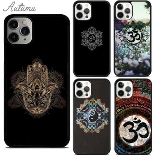 Floral Om Yoga Hindu Aum om yaga Phone Case for iPhone 11 12 Pro Max mini X XR XS SE 2020 5 6S 7 8 Plus Galaxy S8 S9 S10 Cover