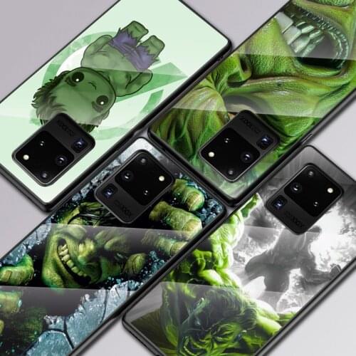 Marvel Hulk For Samsung Galaxy S20 FE S10e S10 S9 S8 Ultra Plus Lite Plus 5G Tempered Glass Cover Phone Case