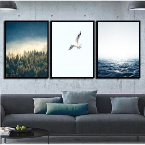 Nordic Decoration Home Posters And Prints Forest Landscape Birds Animals Canvas Art Painting Bedroom Decoration Wall Art Picture