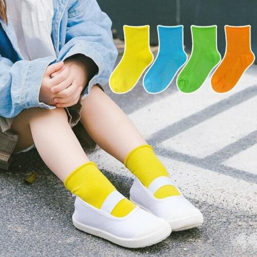 Childrens Socks Spring And Autumn Thin Cotton Loose Mouth Men And Women Baby Summer Mesh Breathable Solid Color Candy Socks