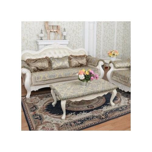 European style sofa cushion, fabric non-slip cushion backrest armrest towel, leather sofa: towel cover