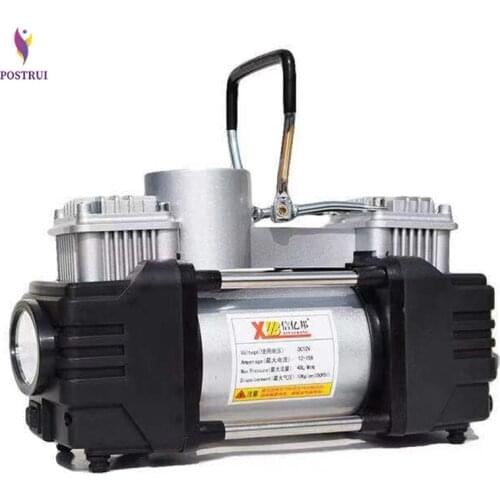 Portable two-cylinder car air compressor belt car air pump with LED light tire air pump