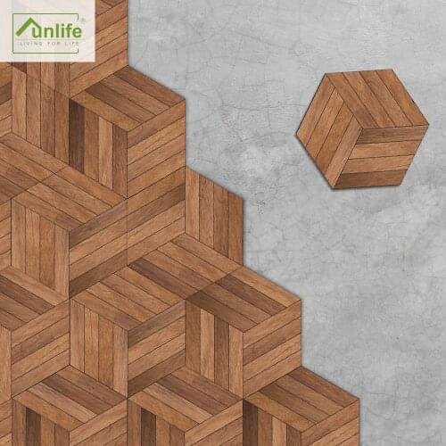 Funlife® Walnut Wooden Hexagon Tile Sticker Kitchen Backsplash Easy to Clean DIY Peel&Stick Self-Adhesive Wall Sticker Kitchen