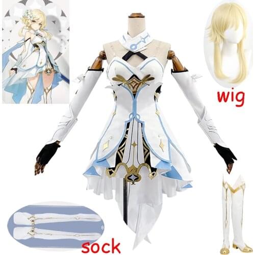 Game Genshin Impact Traveler Lumine Cosplay Costume Original Version Uniform Halloween Women Costumes Full Set