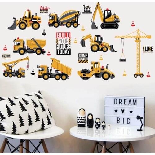 Engineering car wall stickers wall decoration wallpaper family room layout wall stickers fashion shop windows