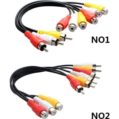 1pcs 3RCA to 6 RCA Cable High Quality Y Splitter Video Adapter Yellow to White+Red female to male