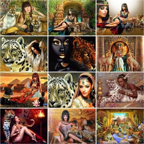 HUACAN 5D DIY Picture By Numbers Leopard Animal HandPainted Wall Art Unique Gift Oil Painting By Number Women Decoration