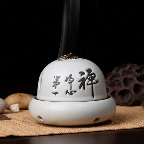 Zen mind back handicraft incense ceramic tea incense incense tower Ru tea set