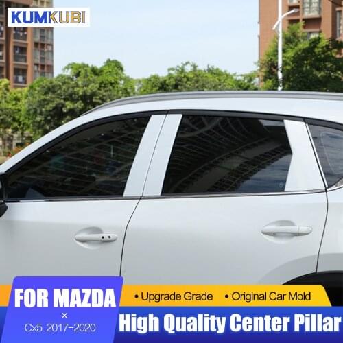 KUMIKUBI Car Styling 10Pcs/set Stainless Steel Center Pillar B+C Window Trims Decoration For Mazda CX5 CX-5 2017 2018 2019 2020