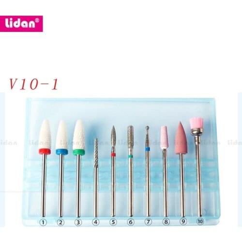 Lidan 10 Pcs nails drill bit Diamond Grinding Head Nail frez Metal 2.34mm Shank Manicure Machine Accessories