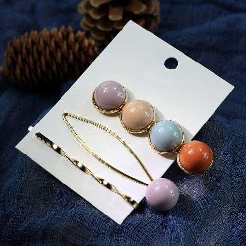 3Pcs/Lot Fashion Pearls Hairpins Geometric Hair Clips for Women Girls Headband Sweet Hairpins Barrettes Hair Accessories Set
