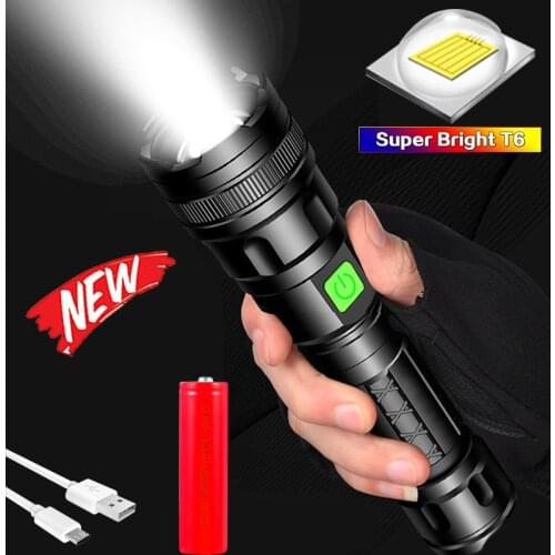 50000LM T6/L2 Super Bright Led Flashlight USB Charging Led Lanterna Zoomable Torch Bicycle Light Use 18650 Battery Camping Lamp
