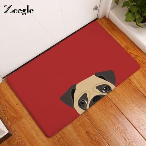 Zeegle Outdoor Cartoon Dog Welcome Floor Mat Anti-slip Kitchen Mat Bathroom Bath Mats Absorbent Floor Carpet For Entrance Door