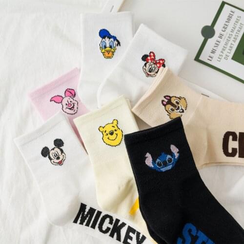 New Disney Fashion Women Socks New Autumn Socks 1 Pair Casual Breathable Socks Cotton Mickey Women Fashion Cute Lady Socks